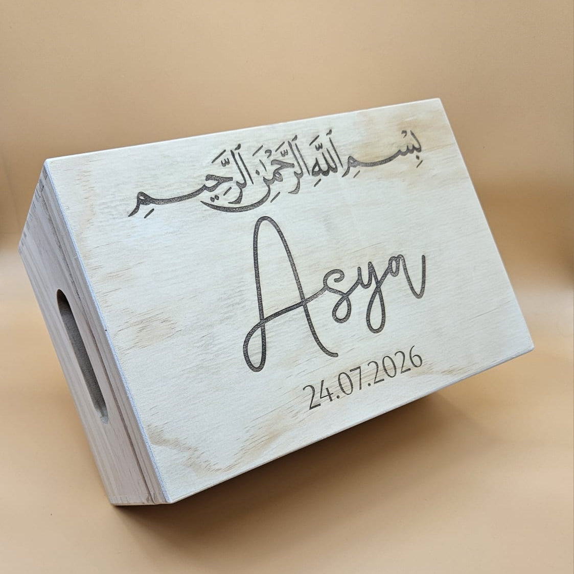 Personalisierte Baby-Erinnerungskiste Bismillah